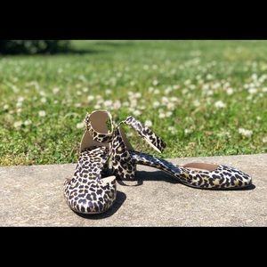 J. Crew Cheetah Print Chunky Heel with Ankle Strap